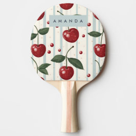Raquete De Ping Pong Padrão de Cereja Vermelha Personalizada Retro-Vint