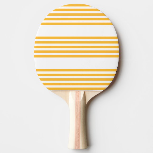 Raquete De Ping Pong Padrão de cinco faixas amarelo sunny e branco (Frente)