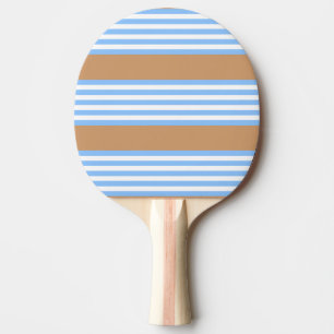 Raquete De Ping Pong Padrão de cinco faixas azul e branco com bronzeado