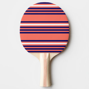 Raquete De Ping Pong Padrão de cinco faixas de cor azul-marinho e branc