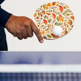 Raquete De Ping Pong Padrão de Cogumelo Outonal em Aquarela