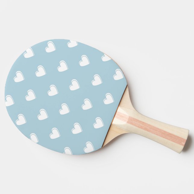Raquete De Ping Pong Padrão de Coração Simples Branco Azul (Lateral)