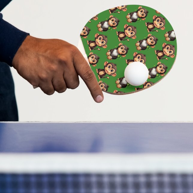 Raquete De Ping Pong Padrão de desenho de macaco verde (Insitu)