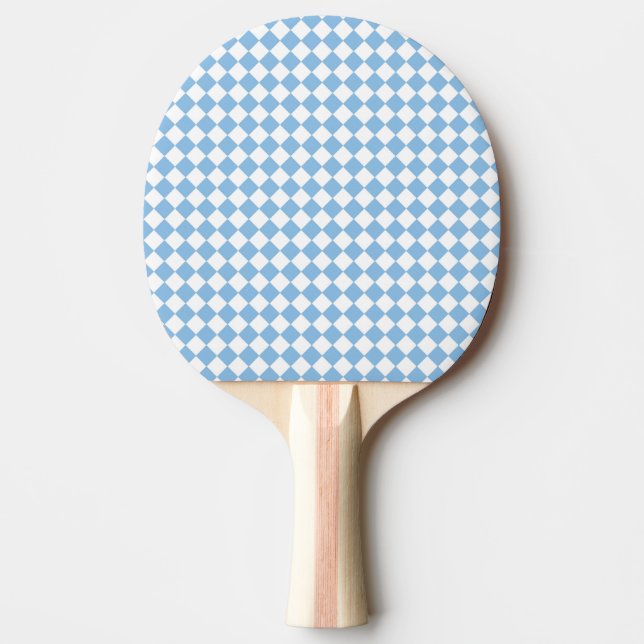 Raquete De Ping Pong Padrão de Diamante do Verificador Azul e Branco (Frente)