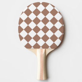 Raquete De Ping Pong Padrão de Diamante em Branco e Mocha Mousse