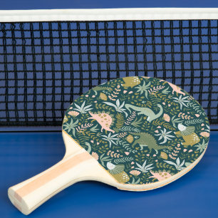 Raquete De Ping Pong Padrão de Dinossauro Verde