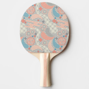 Raquete De Ping Pong Padrão de estilo japonês. Ilustração.