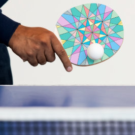 Raquete De Ping Pong Padrão de Estrela Triangular em Mosaico Pastel Col