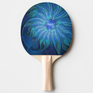 Raquete De Ping Pong Padrão de fantasia de flores azuis, arte frontal A