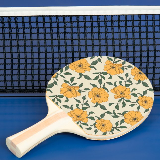 Raquete De Ping Pong Padrão de Flor de Papoila Laranja (Insitu)