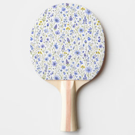 Raquete De Ping Pong Padrão de Flor Silvestre Aquarela Azul Amarelo Ver