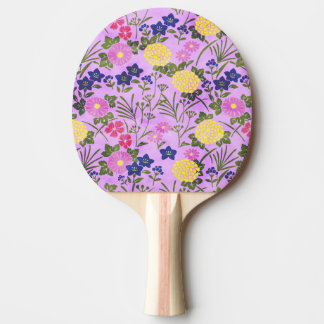 Raquete De Ping Pong Padrão de Flor Vintage Roxa Bonita
