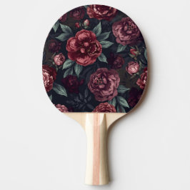 Raquete De Ping Pong Padrão de Flores Mal-humoradas Aquarela Vermelho E