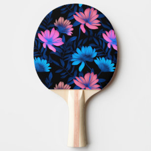 Raquete De Ping Pong Padrão de Flores Neon Brilhantes
