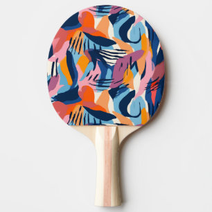 Raquete De Ping Pong Padrão de Formas Abstratas Modernas Vibrantes