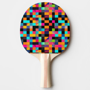 Raquete De Ping Pong Padrão de Formas Geométricas Coloridas Vibrantes