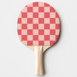 Raquete De Ping Pong Padrão de Gingham Vermelhos Rosa Verificado