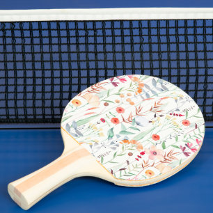 Raquete De Ping Pong Padrão de Jardim da Flor do Pastel