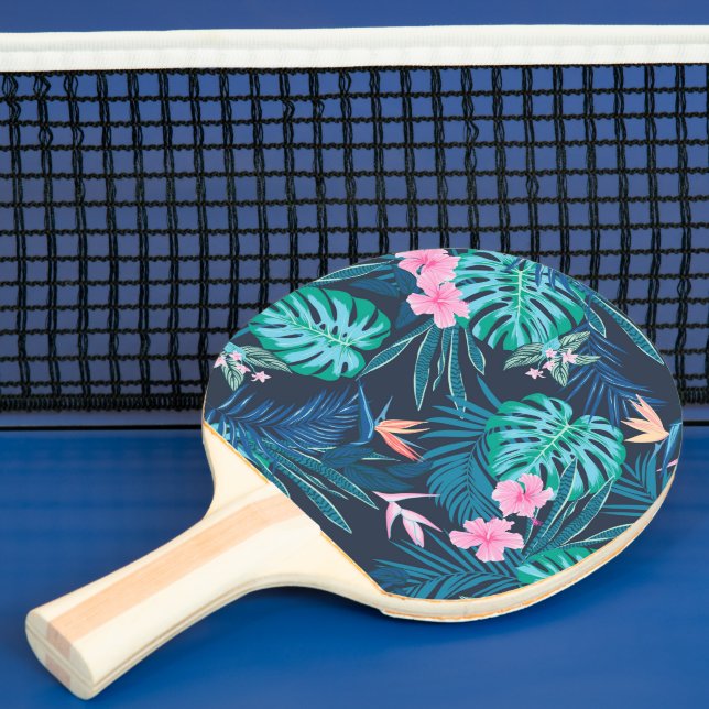 Raquete De Ping Pong Padrão de Jardim de Flor Tropical Azul (Insitu)