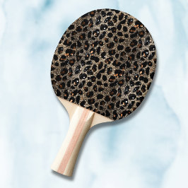 Raquete De Ping Pong Padrão de Leopardo Dourado Preto Marrom Brilho Lux