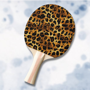 Raquete De Ping Pong Padrão de Leopardo Luxo Dourado Marrom Ferrugem Br