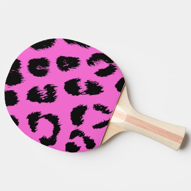 Raquete De Ping Pong Padrão de leopardo rosa e preto (Lateral)
