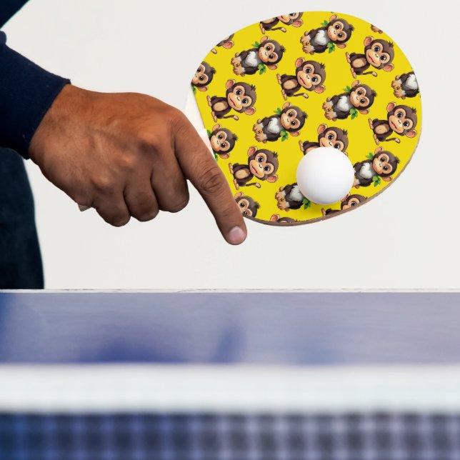 Raquete De Ping Pong Padrão de Macaco Amarelo Design  (Insitu)