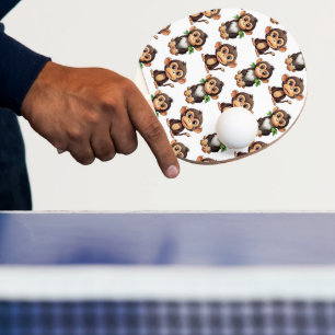Raquete De Ping Pong Padrão de Macaco Branco Design