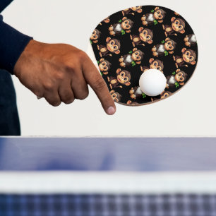Raquete De Ping Pong Padrão de Macaco Preto Design