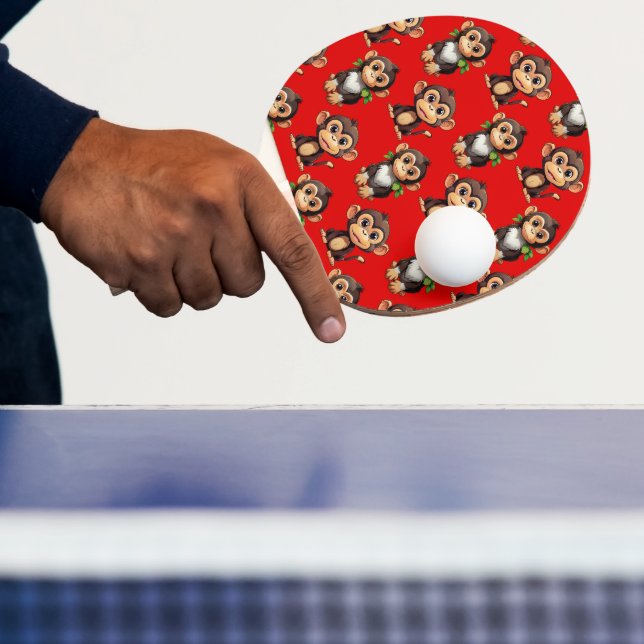 Raquete De Ping Pong Padrão de Macaco Vermelho (Insitu)