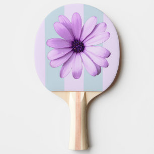 Raquete De Ping Pong padrão de margarida listrada de azul e roxo