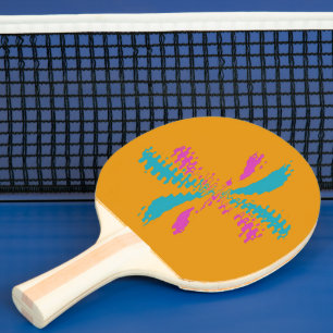 Raquete De Ping Pong Padrão de Mensagem de Voo da Borboleta de Abstrato