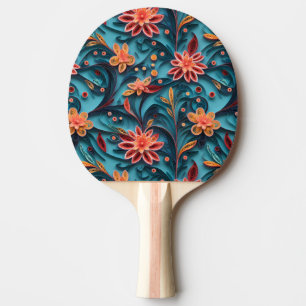 Raquete De Ping Pong Padrão de papel floral sem costura Ping Pong Paddl