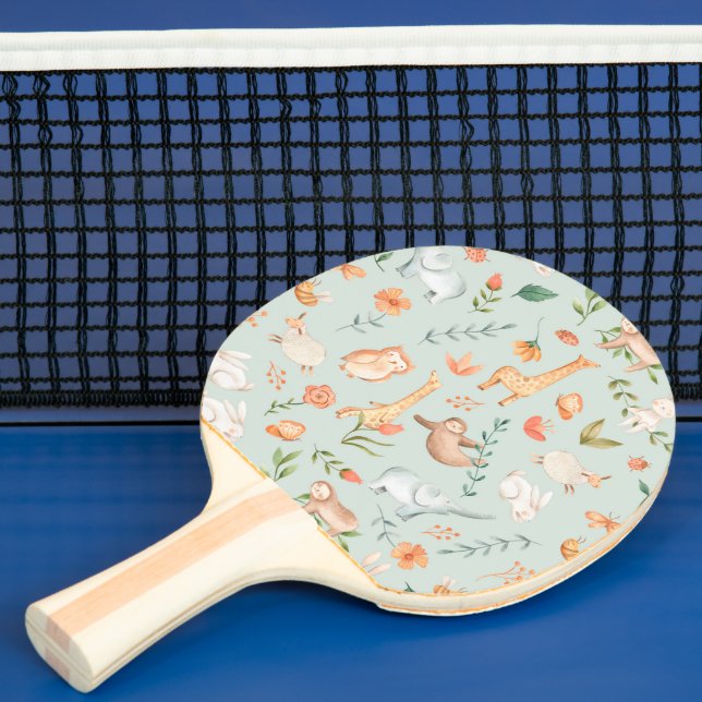 Raquete De Ping Pong Padrão de Pastel de Bebê-Teal-Cute (Insitu)