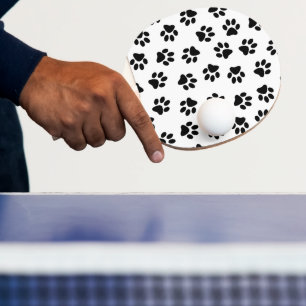 Raquete De Ping Pong Padrão De Patas, Patas Cachorros, Patas Negras