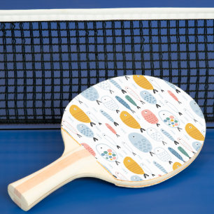 Raquete De Ping Pong Padrão de Peixe da Escola de Doodle