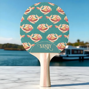 Raquete De Ping Pong Padrão de Peixe Goldfish Retronáutico