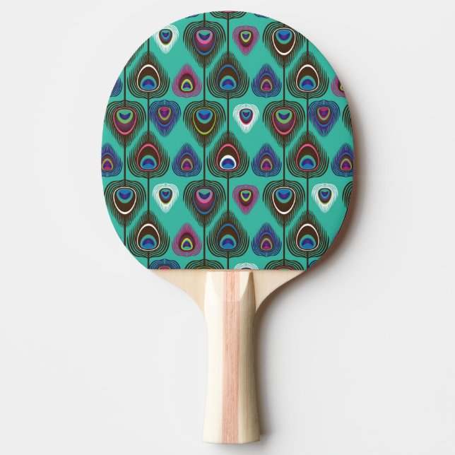 Raquete De Ping Pong padrão de penas de pavão (Frente)