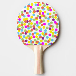 Raquete De Ping Pong Padrão de Pontos Coloridos Design de Arte Abstrata