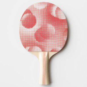 Raquete De Ping Pong Padrão de Pontos de Meia-Tinta em Arte Pop Vermelh