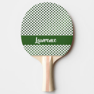 Raquete De Ping Pong Padrão de pontos verdes de nome personalizado
