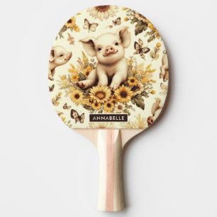 Raquete De Ping Pong Padrão De Porco De Girassol De Fogueira Cura