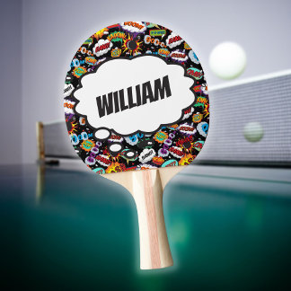 Raquete De Ping Pong Padrão de Quadrinhos de Nome Personalizado Diverti