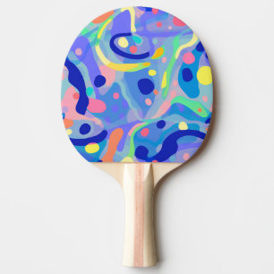 Raquete De Ping Pong Padrão de repetição de neon azul-Abstrato de-grana