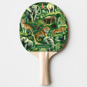 Raquete De Ping Pong Padrão de Selva de Vintage