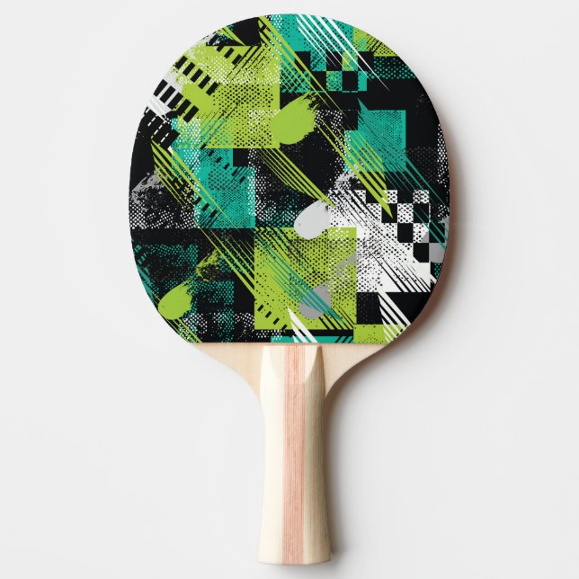 Raquete De Ping Pong Padrão de stripes de pontos geométricos de abstrat (Frente)