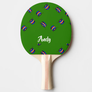Raquete De Ping Pong Padrão de tambores de nome personalizado em verde