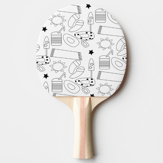 Raquete De Ping Pong Padrão de Tema da Praia de Verão (Frente)