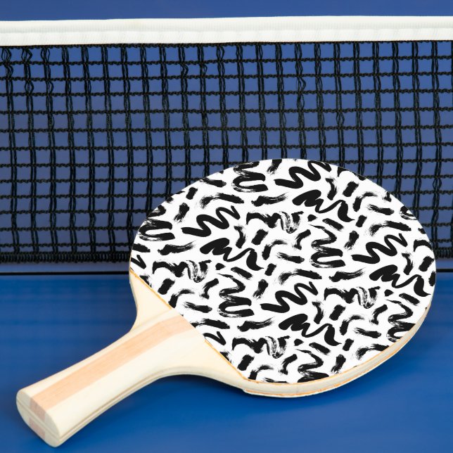 Raquete De Ping Pong Padrão de Traço do Pincel de Tinta Preta (Insitu)