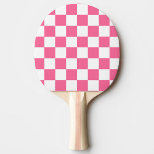 Raquete De Ping Pong Padrão de Verificação Branco Cor-de-Rosa